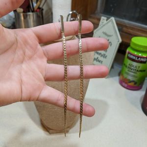 Shoulder Duster Gold Cable Chain Earrings, NWOT, high fashion